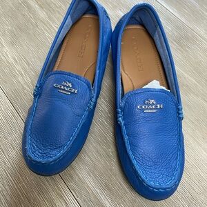 Coach Vibrant Blue Leather Moccasins
